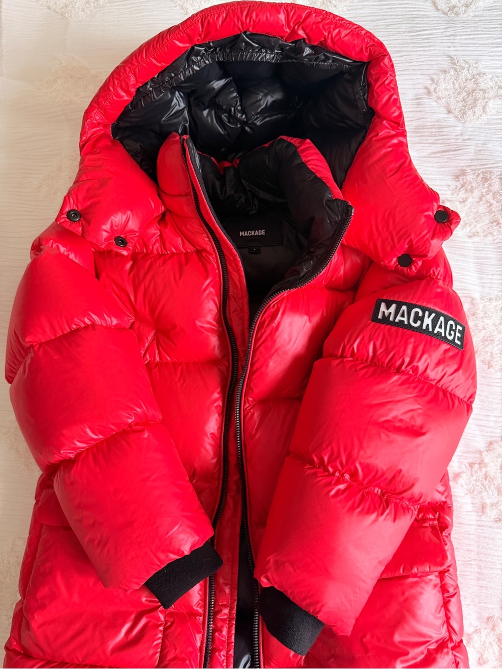 Mackage Red and Black Puffer Jacket